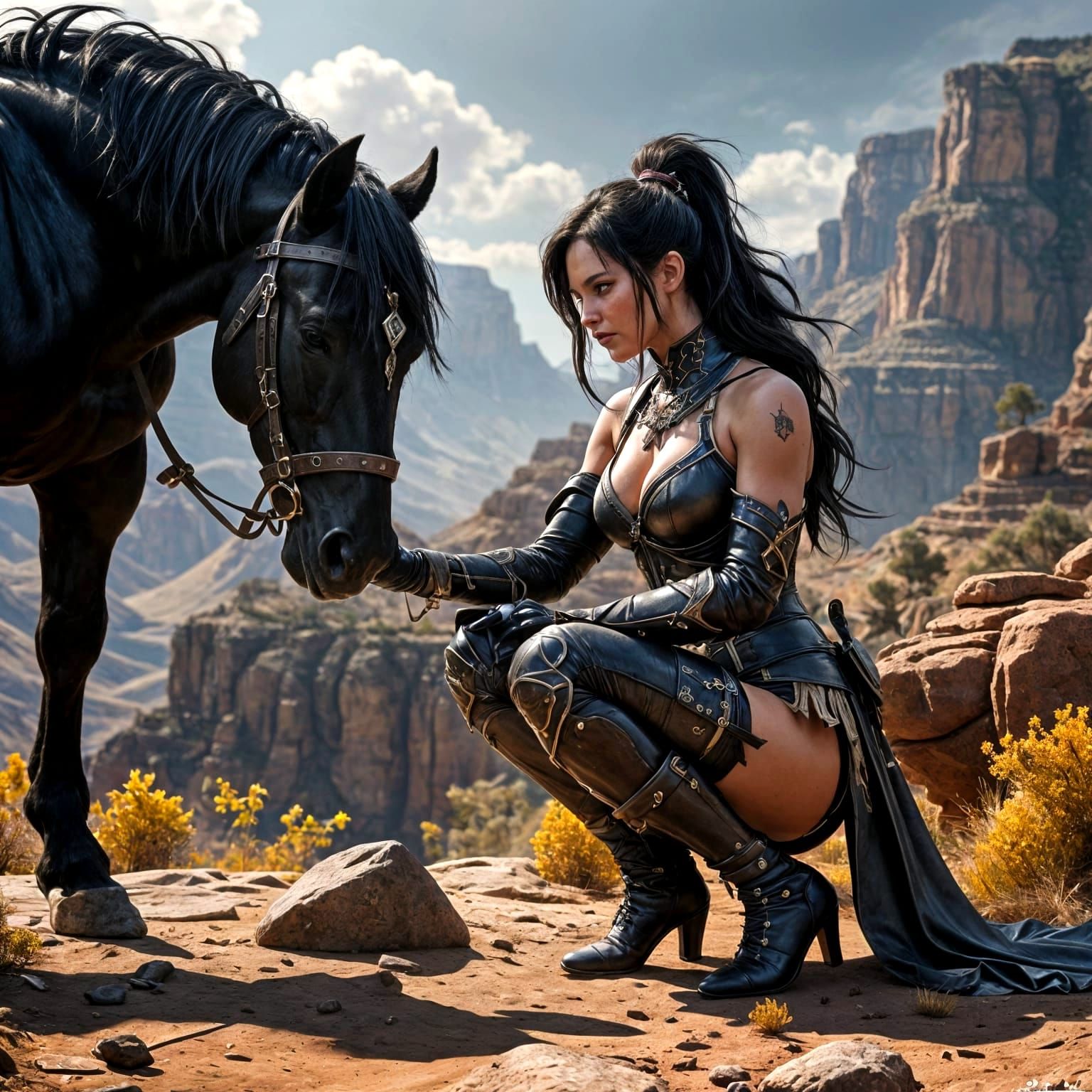 Medieval Warrior Petting Stallion in Grand Canyon