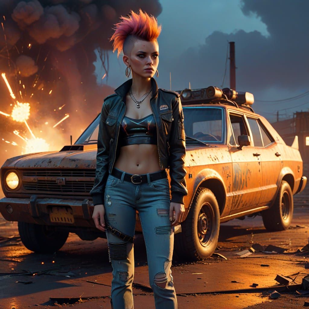 Atomic Punk Woman in Urban Decay Setting