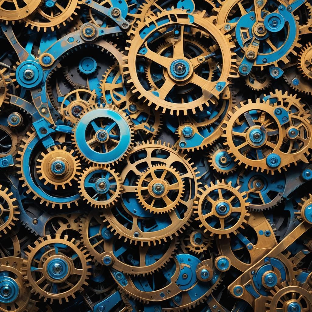Surreal Clockwork Gears in Dreamlike Setting