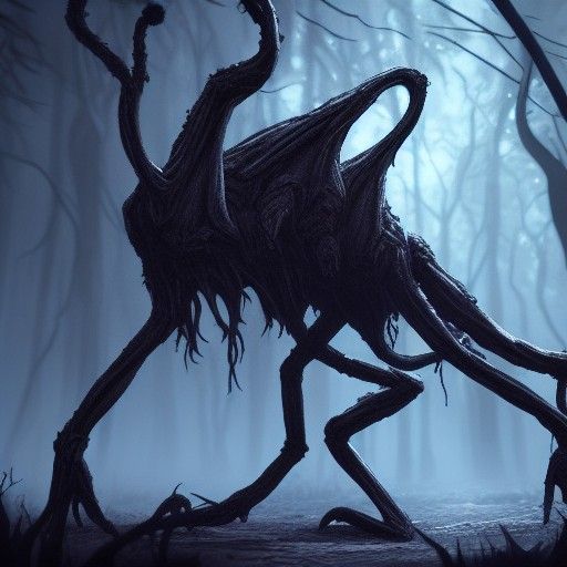 Nightmarish Shadow Creature in Alien Forest