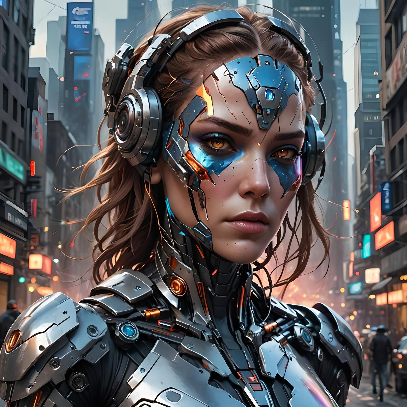 Cyborg Anarchy in a Futuristic Metropolis