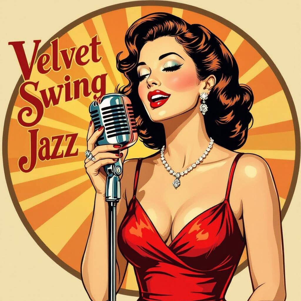 Retro Jazz Singer Illustration in Vintage Poster Style