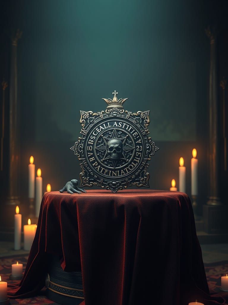 Mysterious Death Amulet in an Eerie, Mystical Chamber