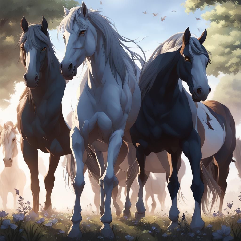 Anime Style Horses in 3D