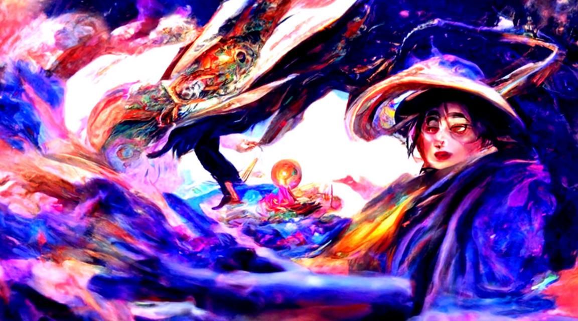 Witch's Flight: Ukiyo-e Comic Illustration