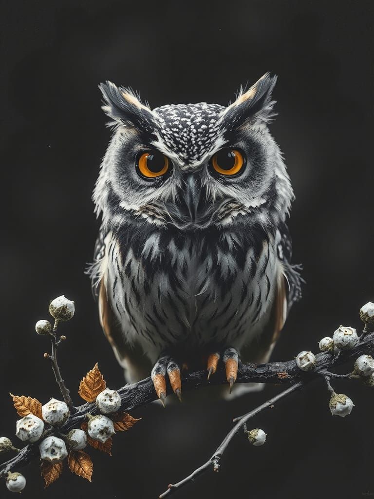 Surreal Owl in Darkwave Post-Punk Style