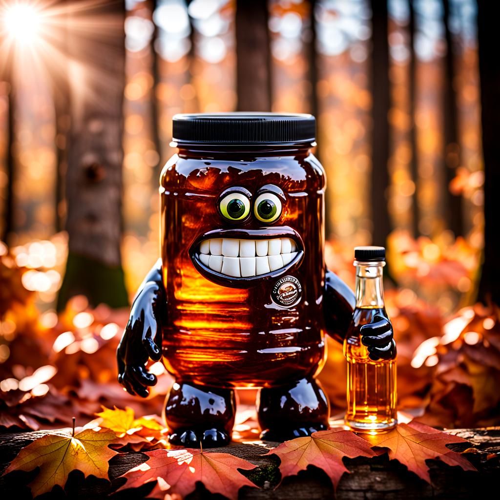 Surreal Maple Syrup Creature in a Photorealistic Setting