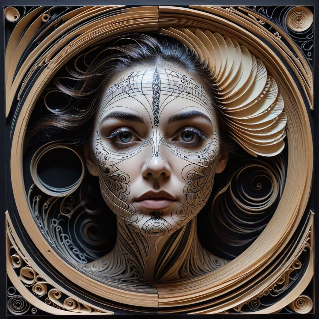 Dadaist Woman in Quilling Alka-Seltzer with Droste Effect