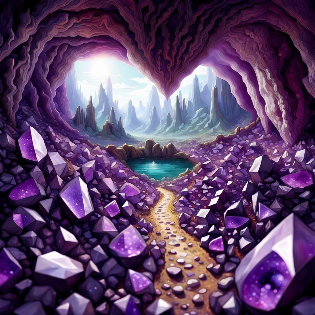 Amethyst Crystal Geode Cave Panorama by Jansson