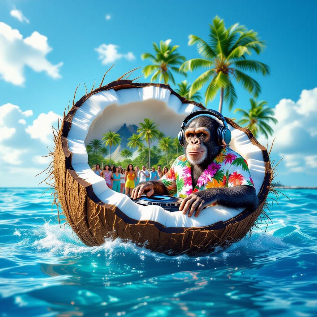 Giant Coconut Island with DJ Chimp and Dancers