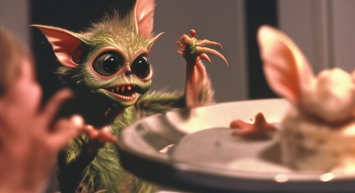 Gremlins Feast After Midnight: A Whimsical Scene