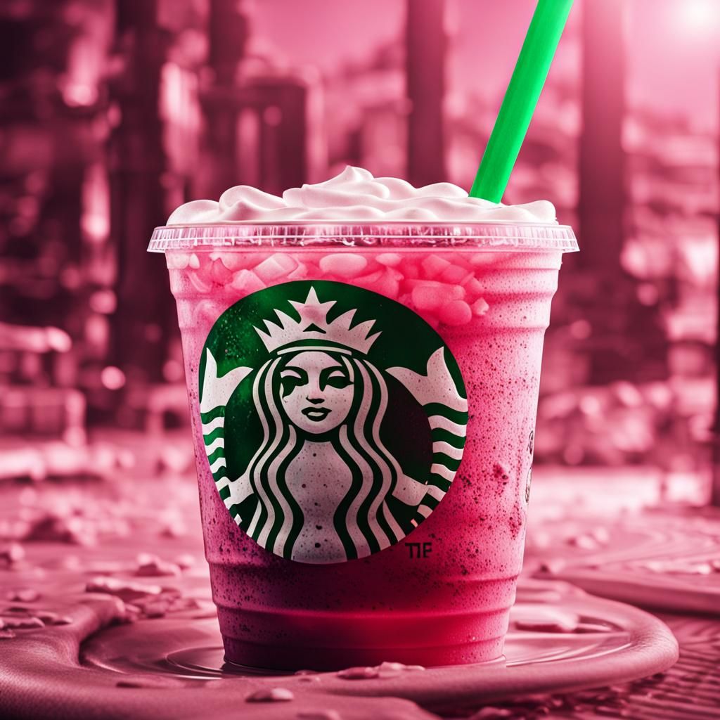 Hyperrealistic Starbucks Pink Drink Close-Up