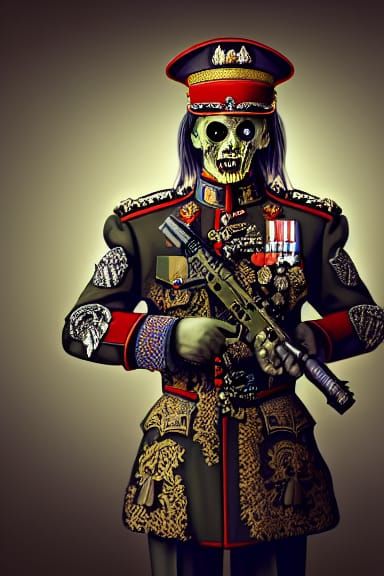 Zombie Soldier in Military Uniform: Digital Illustration