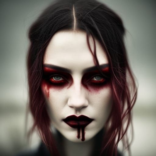 Sinister Vampire Portrait in Hyperrealistic Style