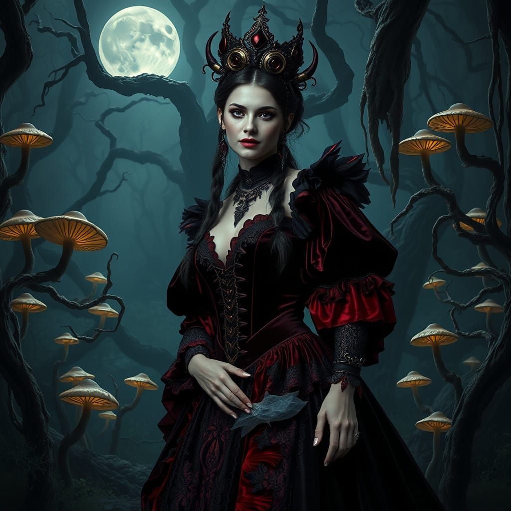 Dark Fantasy Countess in Mystic Forest