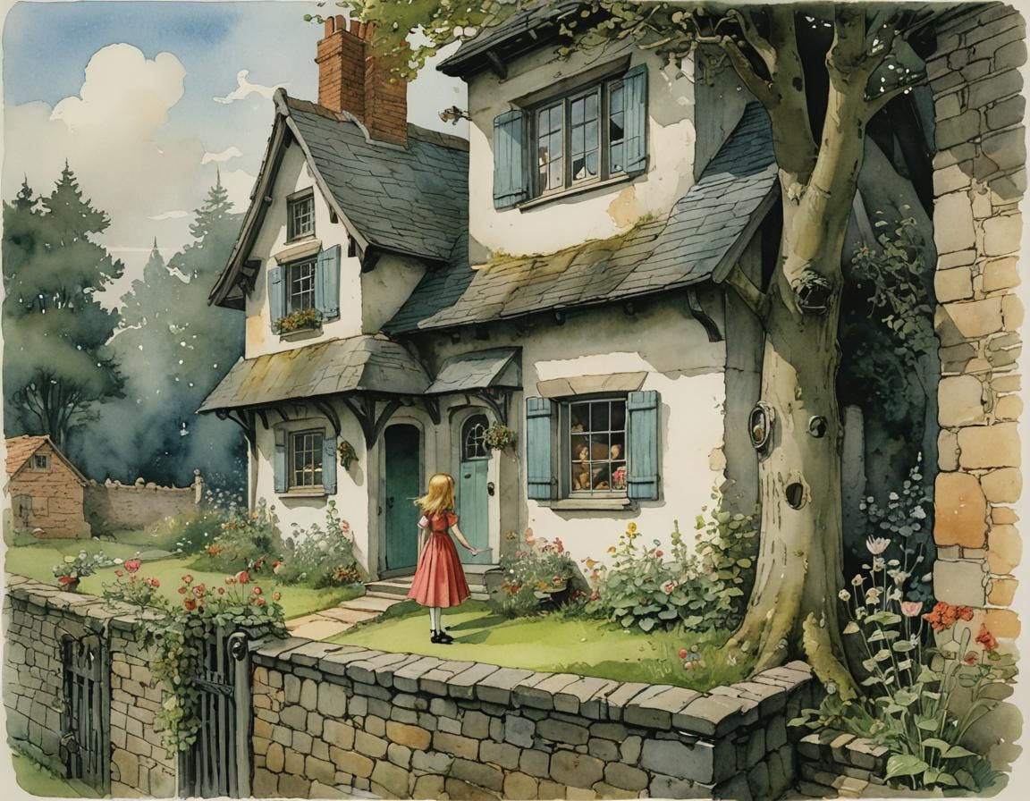 Alice in Wonderland House Illustration
