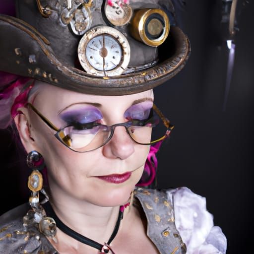 Steampunk Lady in Baroque Costume with Metal Accents