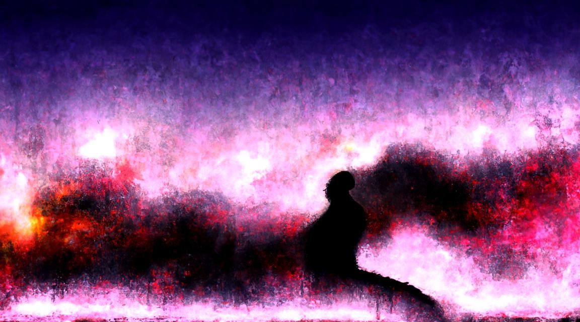 Surreal Silhouette Dissolving into Cosmic Stardust