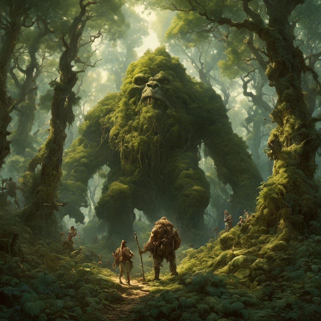 Vintage Illustration of a Forest Giant