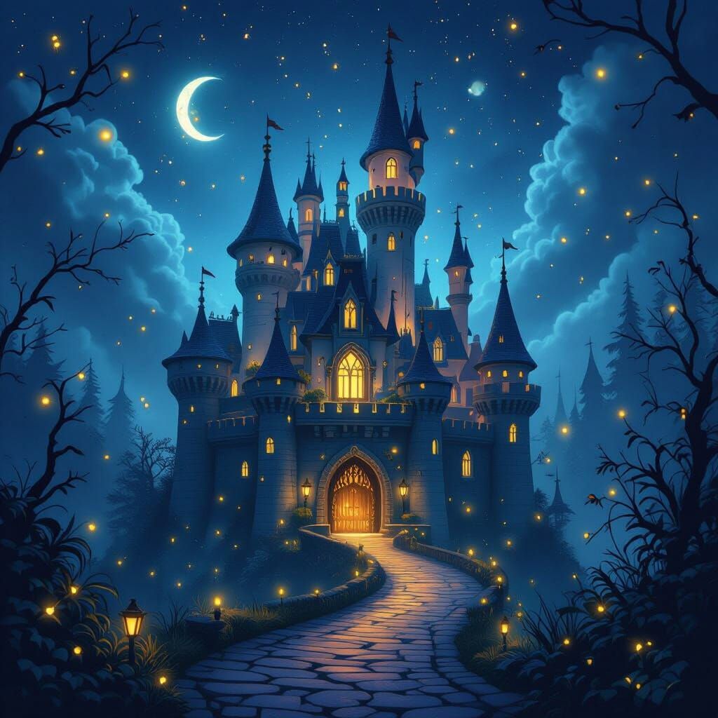 Enchanted Castle in Dreamlike Digital Art Style