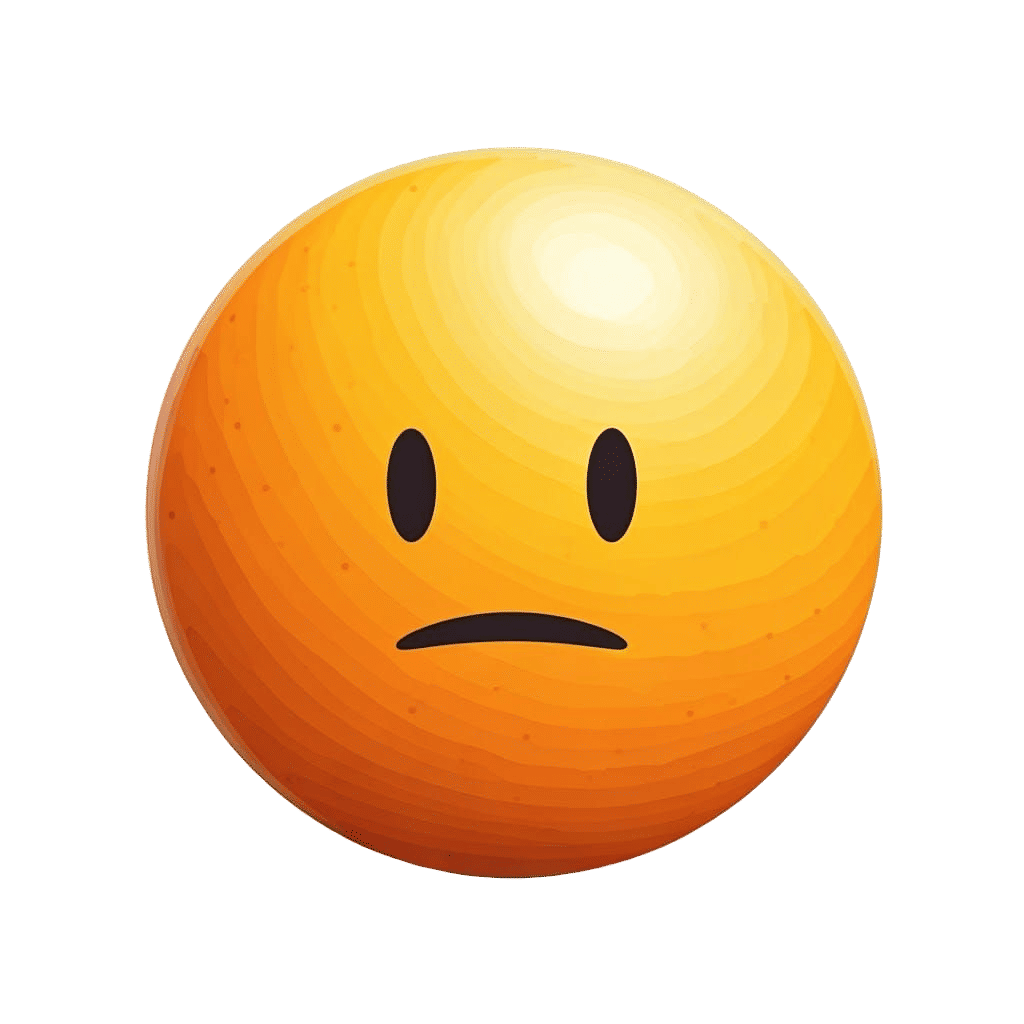 A flat vector style digital illustration of a simple yellow-orange ball with a smooth, glossy appearance. On the surface...