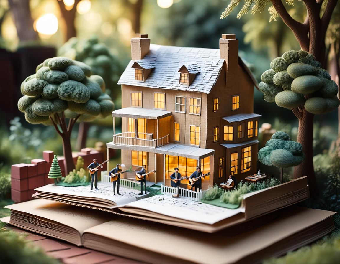 Whimsical Miniature Paper Cityscape in Macro Photography