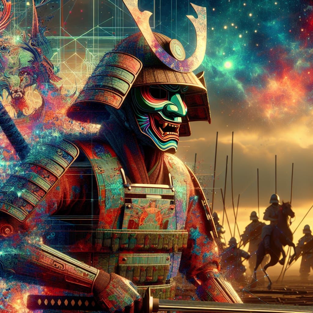 Futuristic Shinobi Robot with Hannya Mask