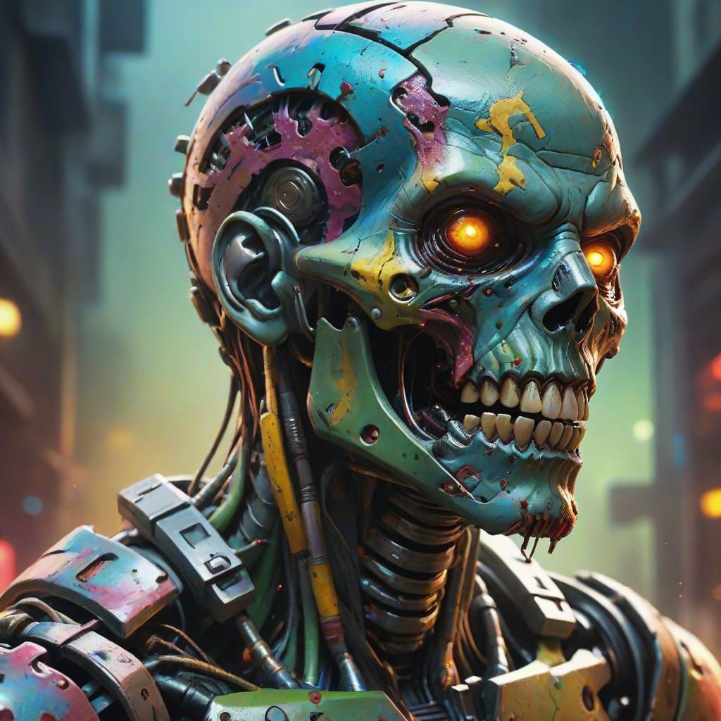 Hyperrealistic Zombie Cyborg Concept Art