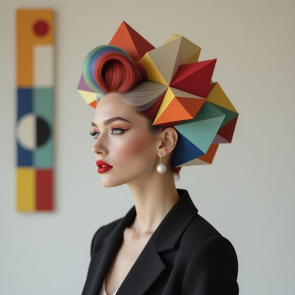 Geometric Hair Sculpture Inspired by Abstract Art