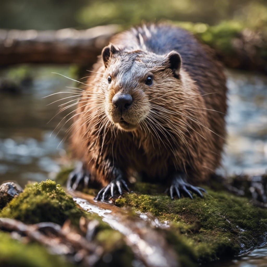 Beaver by Forest Stream: Professional Photography