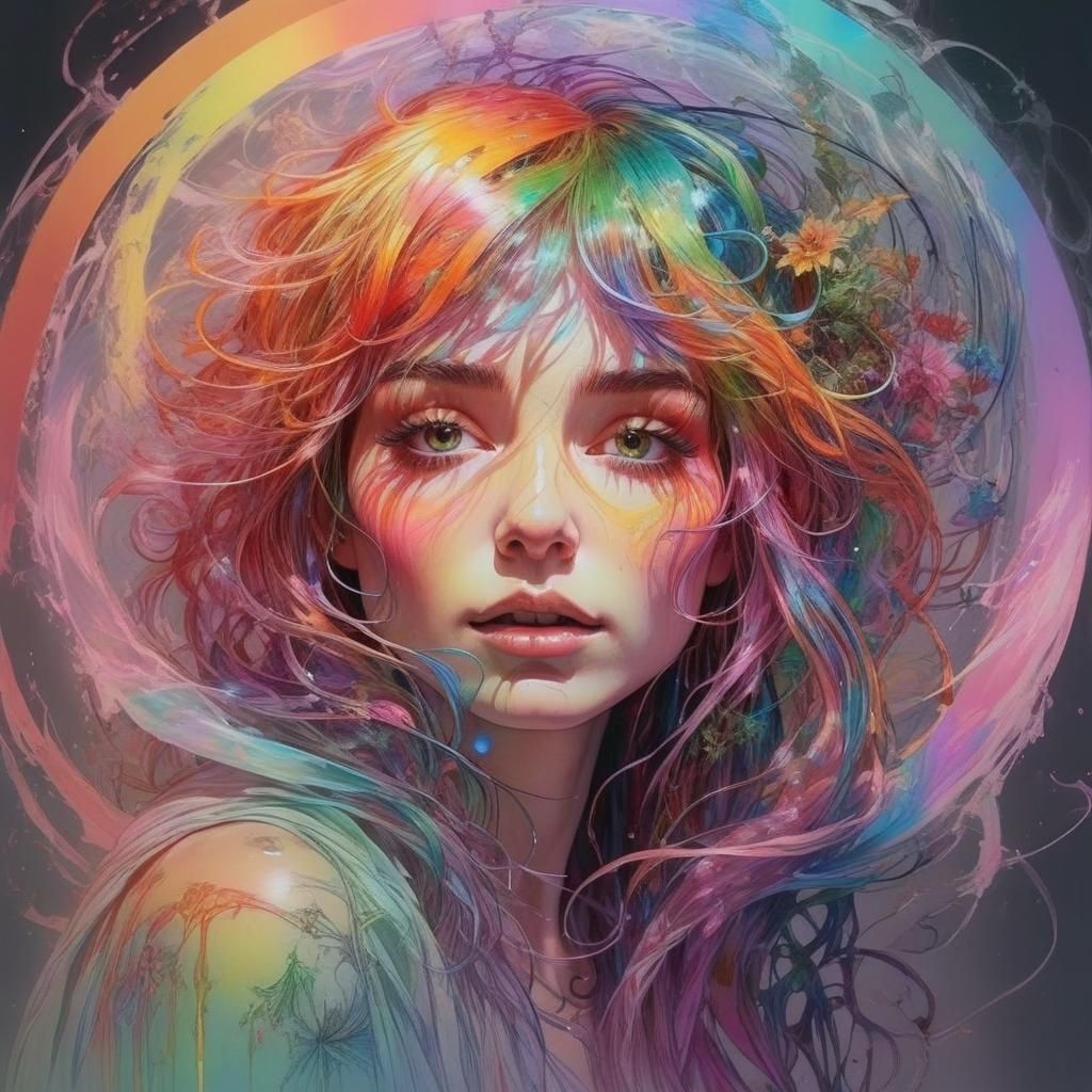 Technicolor Witch with Rainbow Energy Orb