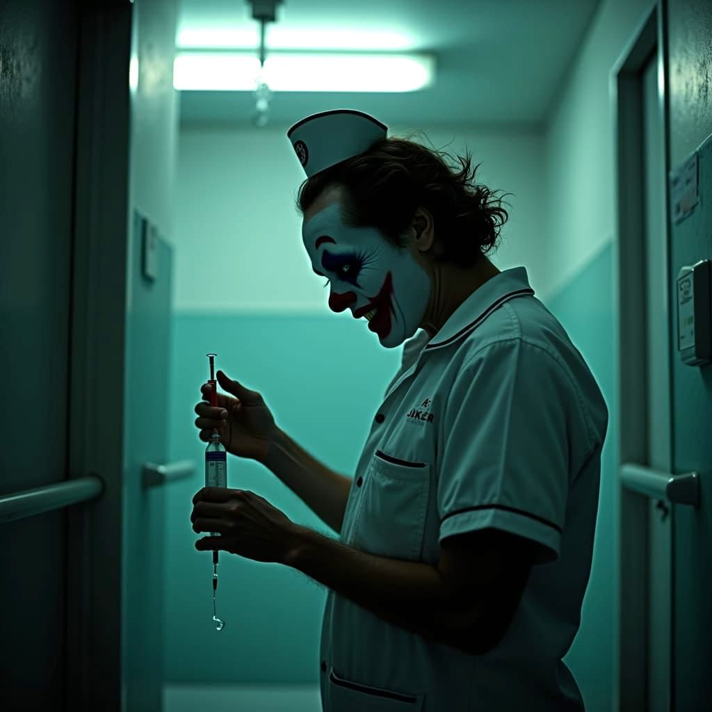 The Joker's Deadly Injection: A Cinematic Film Still