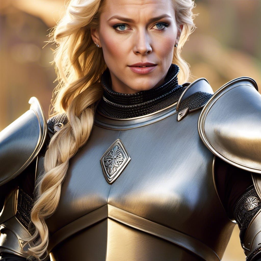 Beautiful Armored Knight Portrait in Hyperdetailed Style