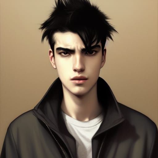 Intricate Portrait of Dark-Haired Teen in Art Nouveau Style