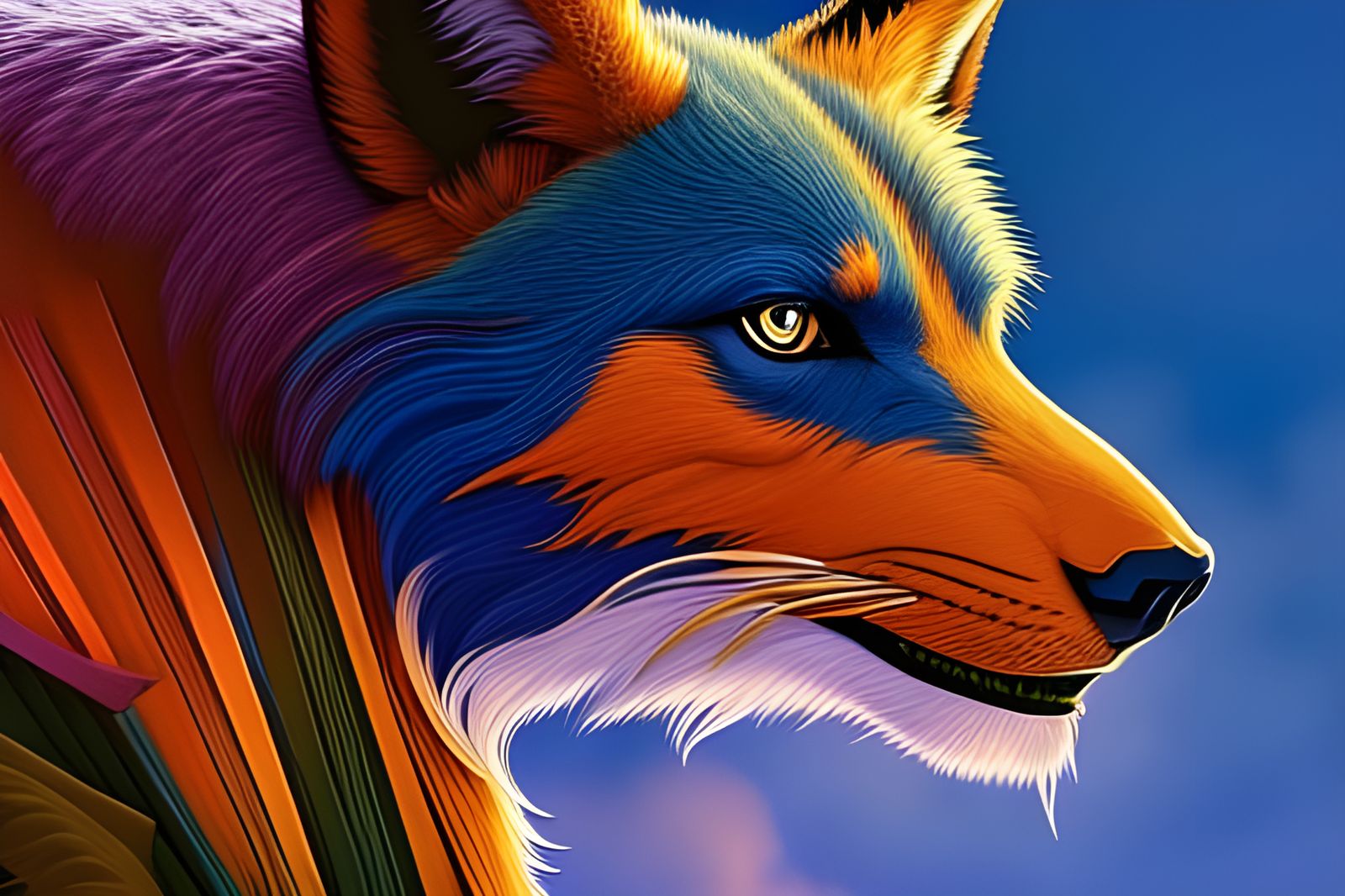 Colorful Wolf in Academic Nature Art