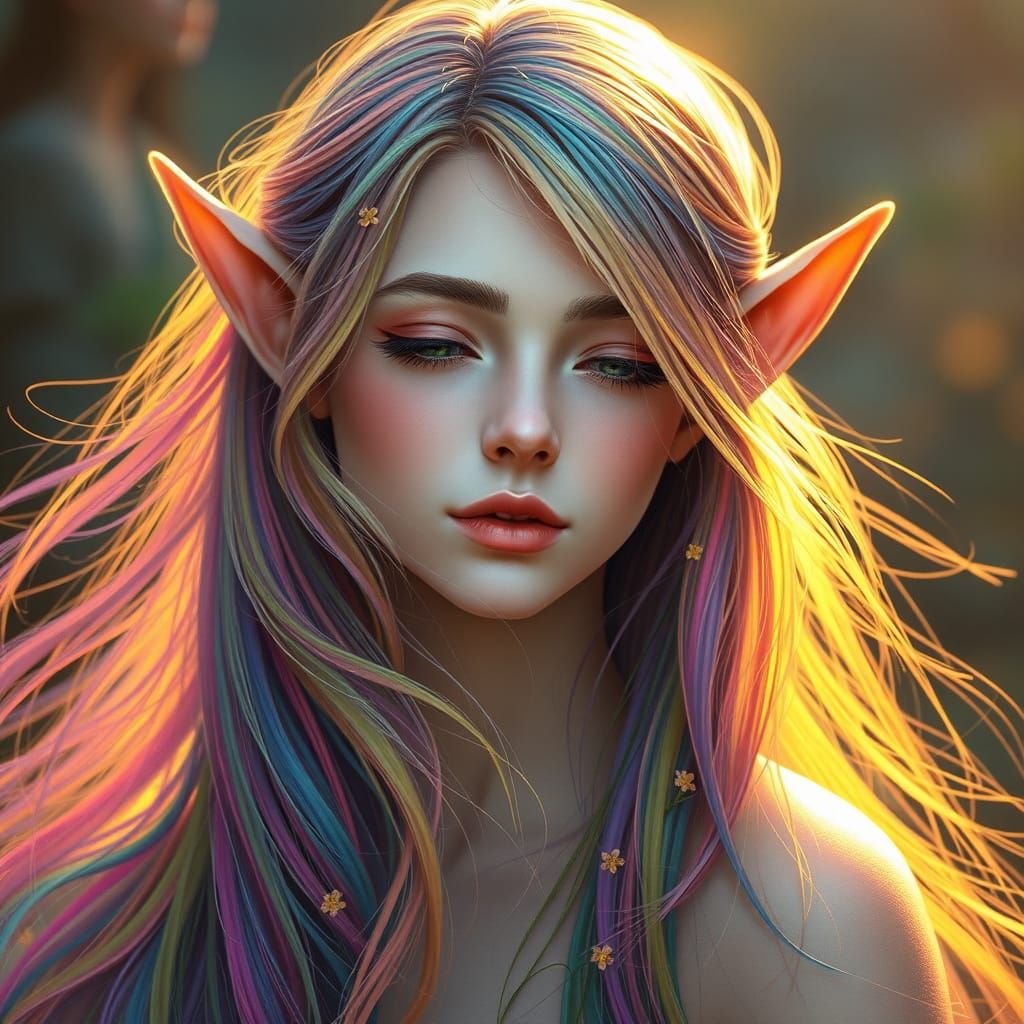 Ethereal Elf Goddess in Vibrant Colors