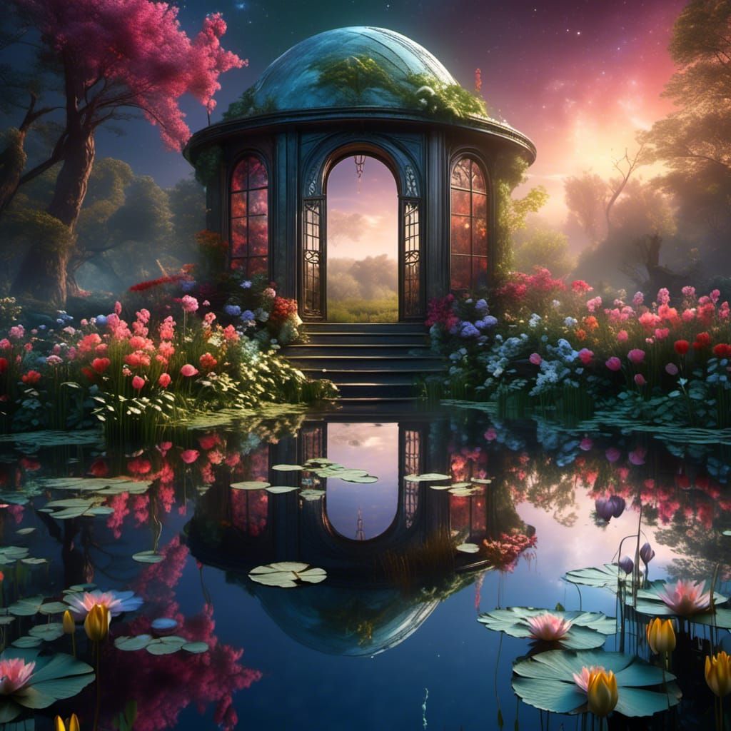 Pond Portal Reflecting Another Universe