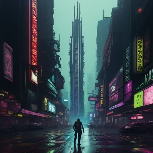 Cyberpunk Feline Ascendant in Neon Metropolis