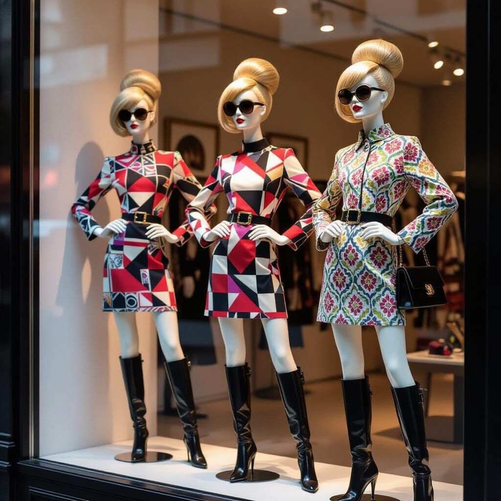 Twiggy-Inspired Mannequins in Mod Fashion