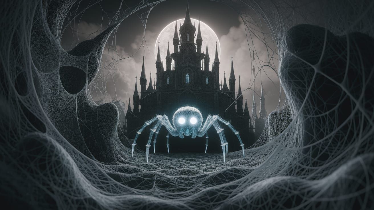 Gothic Spiderweb Castle with Holographic Spider