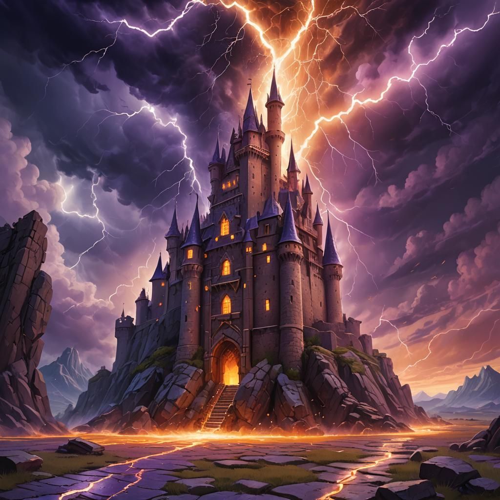 Colossal Lightning Bolt Strikes Ancient Castle