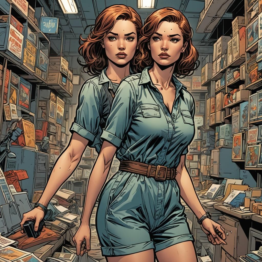 Woman in Romper: Comic Book Art Style