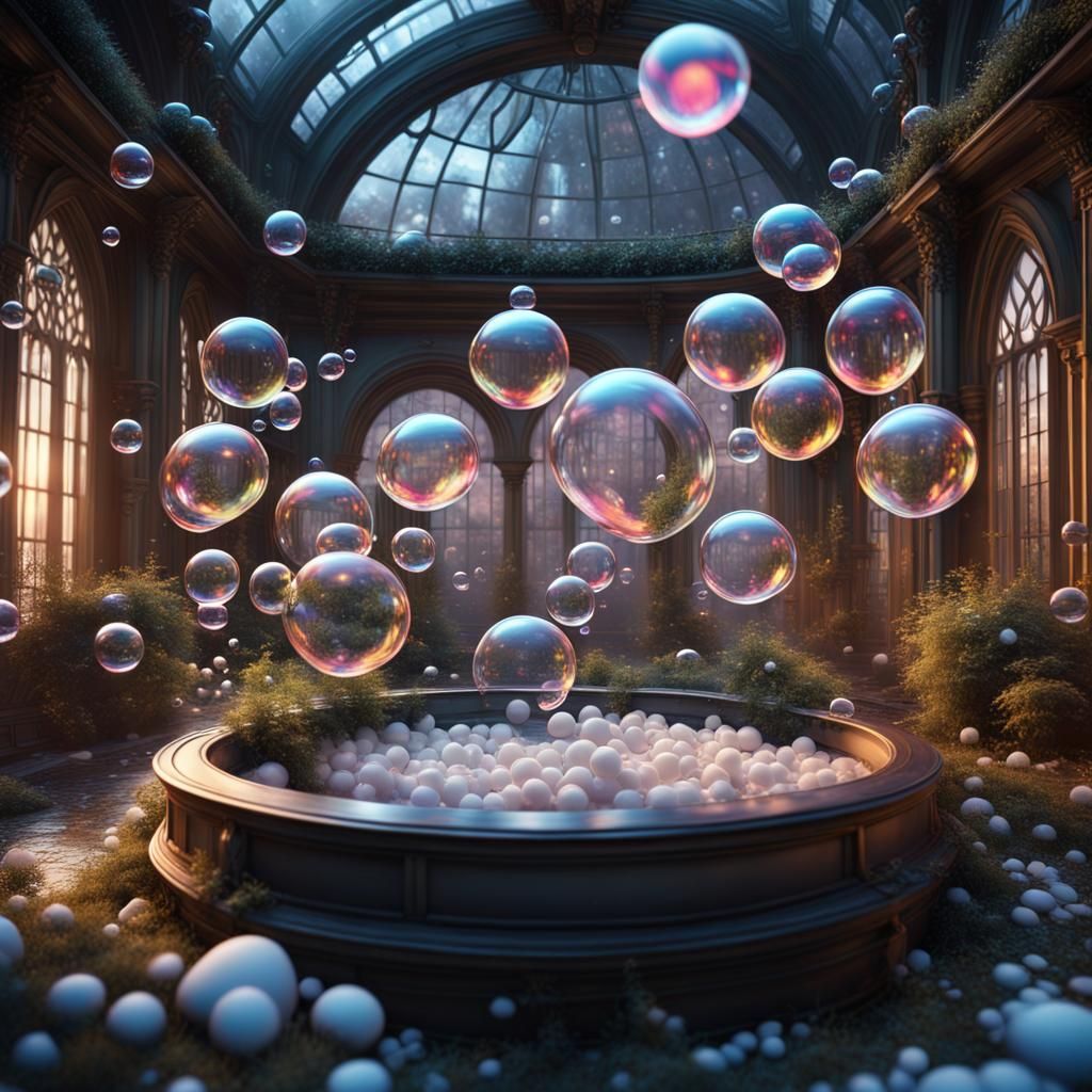 Winter Garden with Soap Bubbles: Fantasy Concept Art