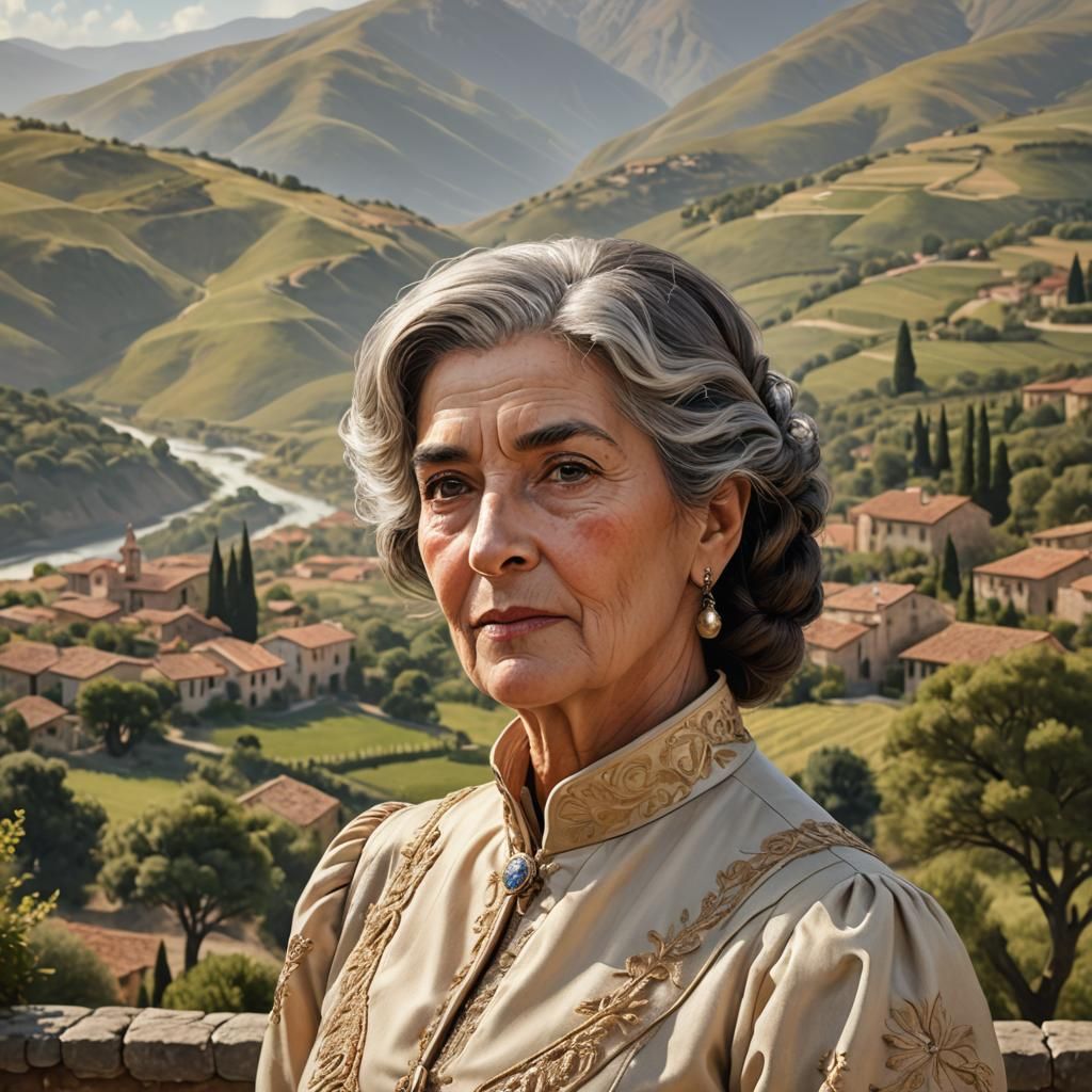 Elegant Portrait of Woman in Italian Renaissance Style