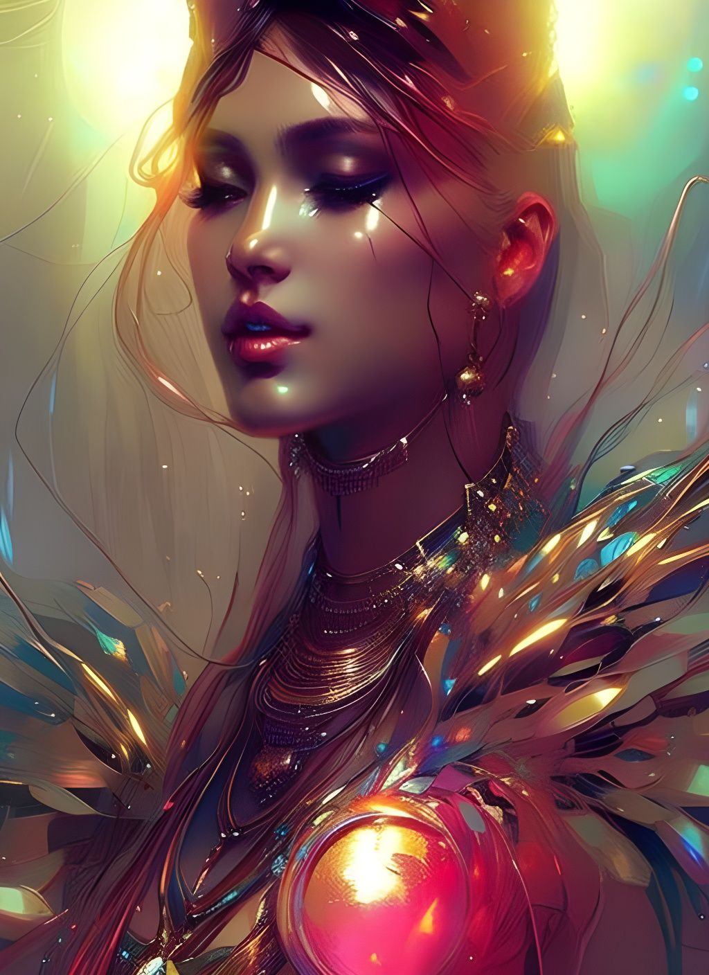 Sun Goddess Portrait with Delicate Jewelry