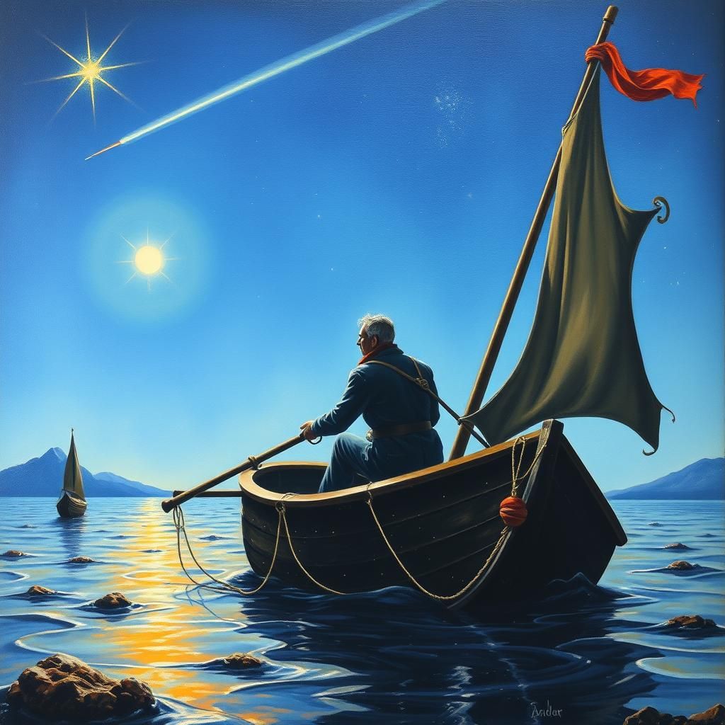 Surreal Celestial Boatman in a Dali-esque Dreamscape