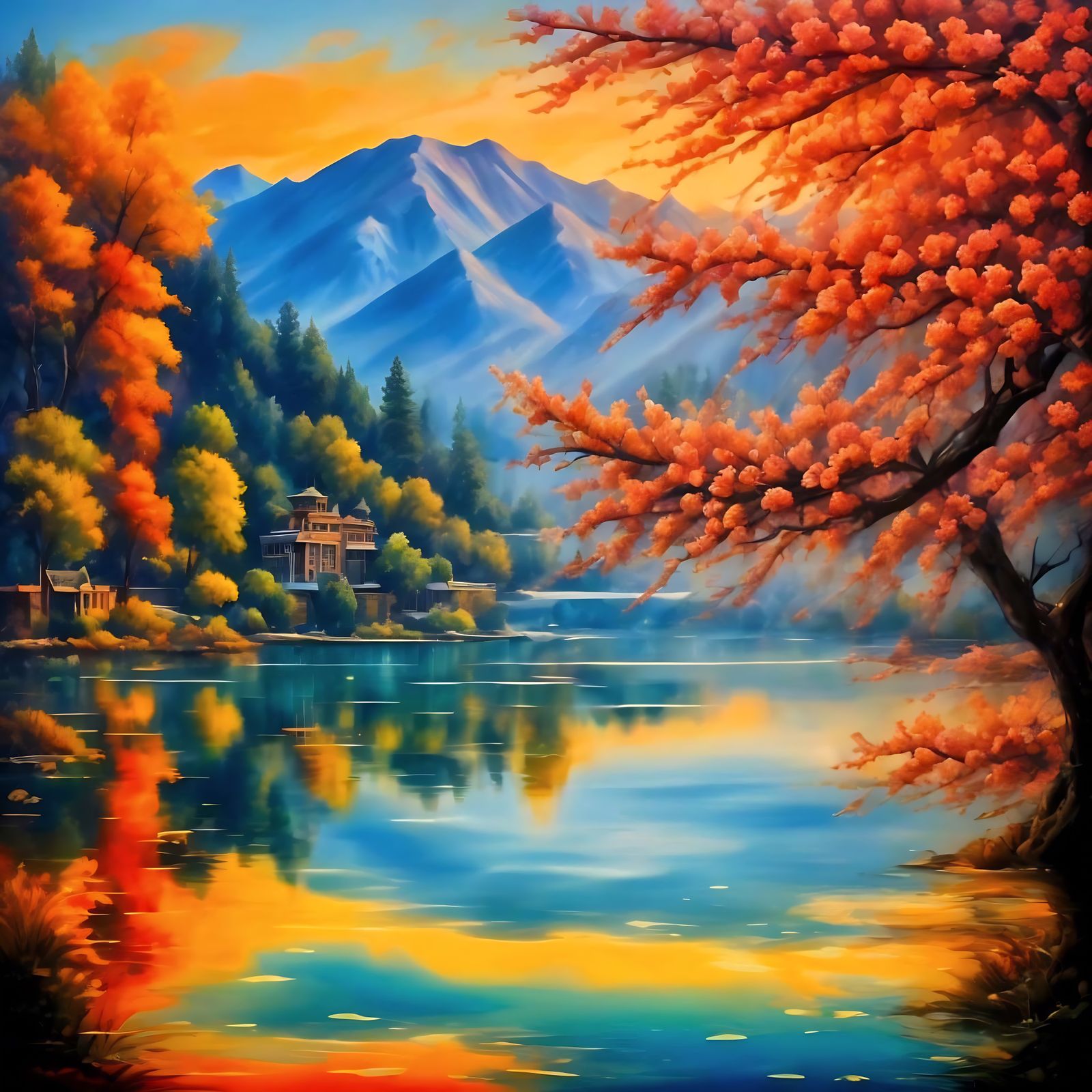 Kashmiri Temple Fortress on Cherry Blossom Hill