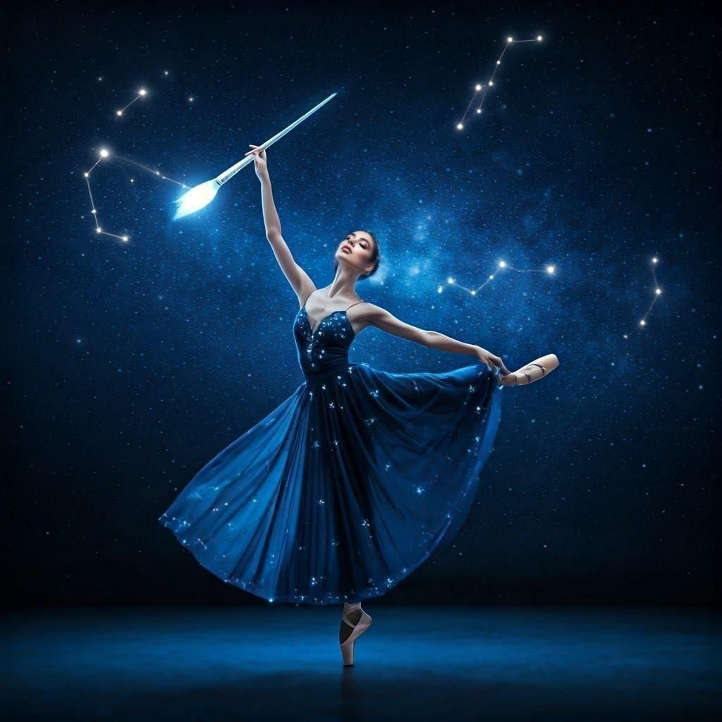 Bioluminescent Ballerina Paints Stars in Night Sky
