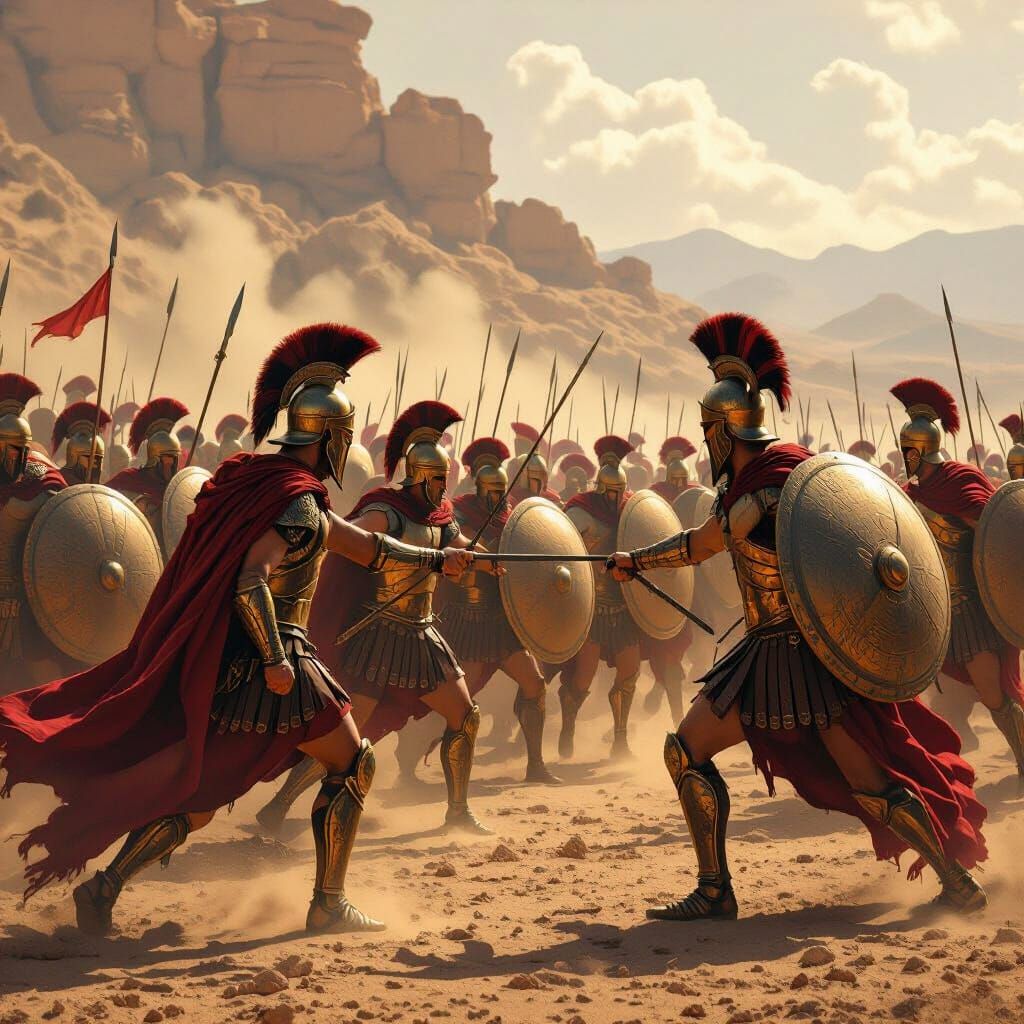 Spartans Clash with Persians on Ancient Battlefield