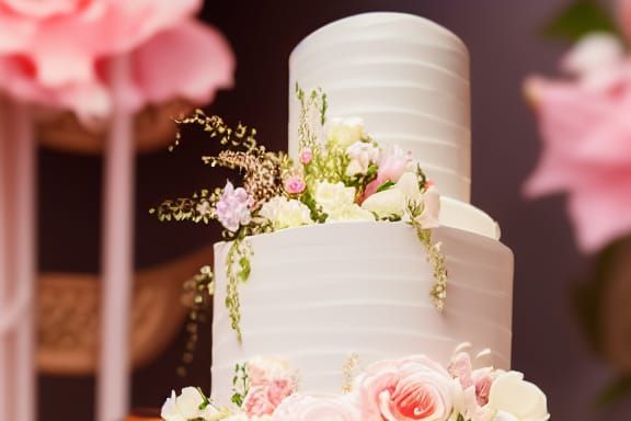 Detailed Pastel Multi-Tiered Wedding Cake in 8K